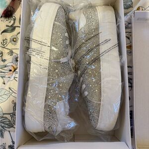Sparkling Silver and White Sneakers